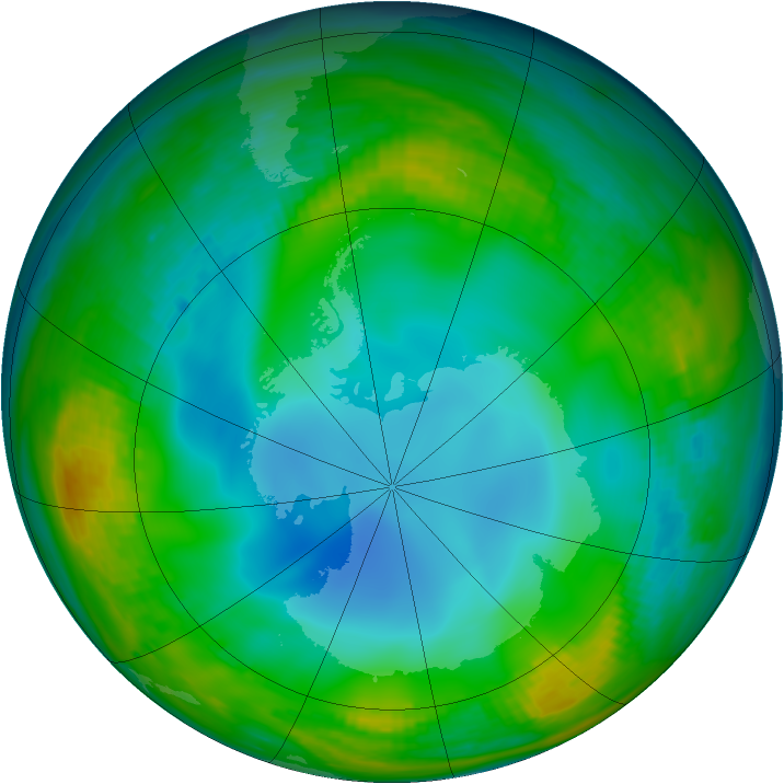 Antarctic ozone map for 24 June 1983